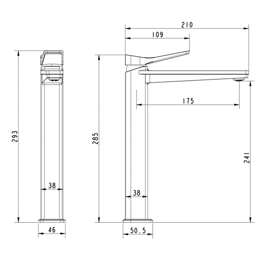 JTP Hix Deck Mounted Single Lever Tall Basin Mixer Tap - Brushed Black - Envy Bathrooms Ltd