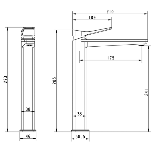 JTP Hix Deck Mounted Tall Basin Mixer Tap - Chrome - Envy Bathrooms Ltd