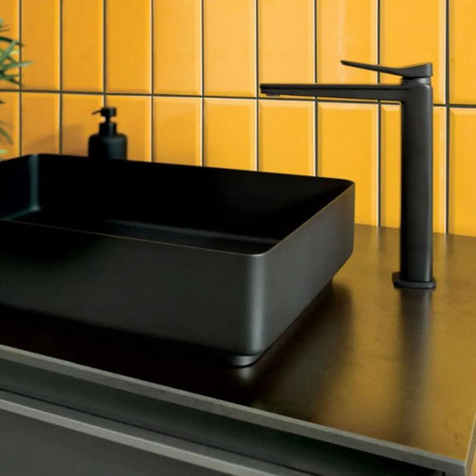 JTP Hix Deck Mounted Tall Basin Mixer Tap - Matt Black - Envy Bathrooms Ltd