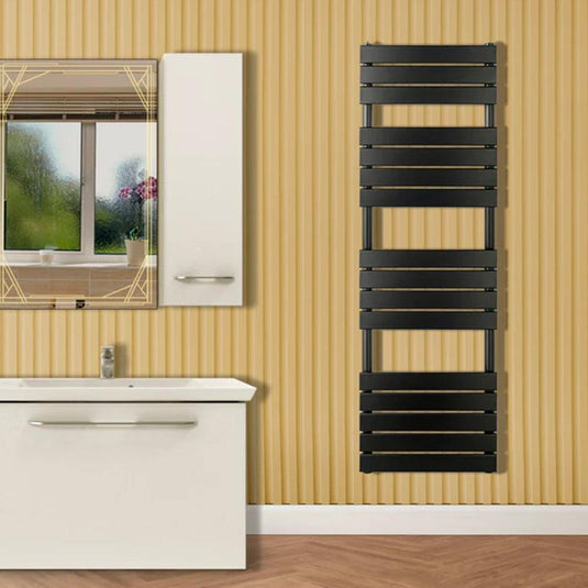 JTP Hix Designer Heated Towel Rail 1600mm H x 500mm W - Matt Black - Envy Bathrooms Ltd