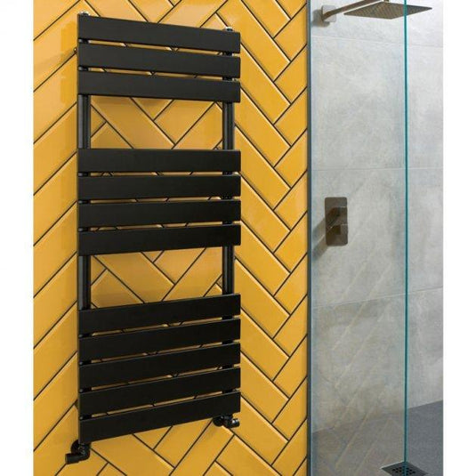 JTP Hix Designer Heated Towel Rail 800mm H x 500mm W - Matt Black - Envy Bathrooms Ltd