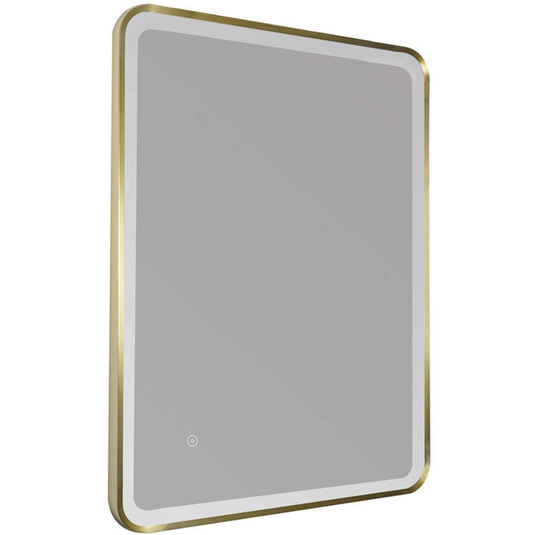 JTP Hix Rectangular LED Illuminated Bathroom Mirror 800mm H x 600mm W - Brushed Brass - Envy Bathrooms Ltd