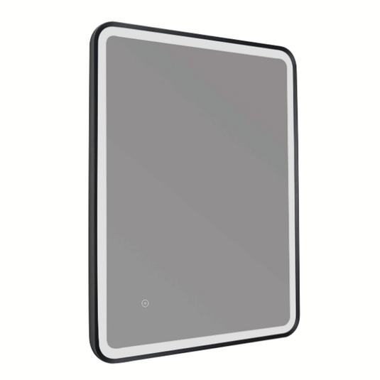 JTP Hix Rectangular LED Illuminated Bathroom Mirror 800mm H x 600mm W - Matt Black - Envy Bathrooms Ltd