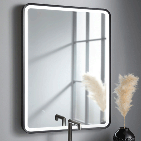 JTP Hix Rectangular LED Illuminated Bathroom Mirror 800mm H x 600mm W - Matt Black - Envy Bathrooms Ltd