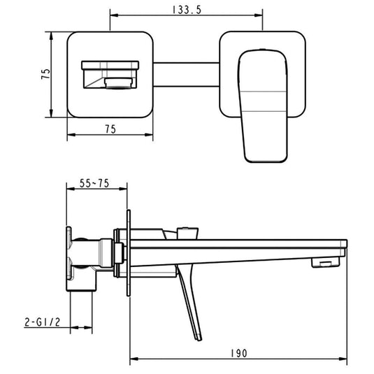 JTP Hix Single Lever Wall Mounted Basin Mixer Tap - Brushed Black - Envy Bathrooms Ltd