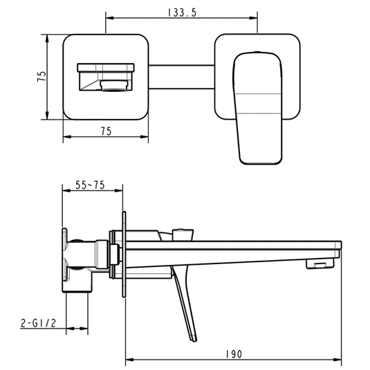 JTP Hix Single Lever Wall Mounted Basin Mixer Tap - Matt Black - Envy Bathrooms Ltd