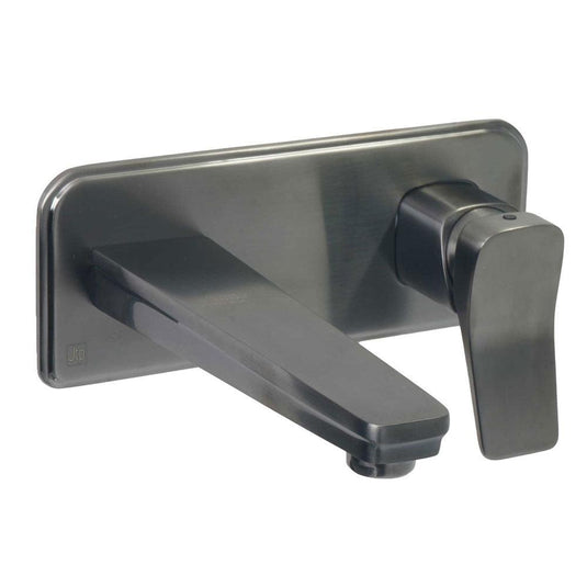 JTP Hix Single Lever Wall Mounted Basin Mixer Tap with Plate - Brushed Black - Envy Bathrooms Ltd