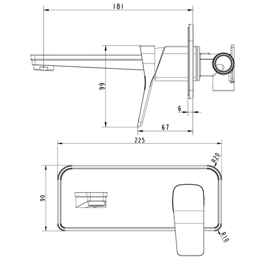 JTP Hix Single Lever Wall Mounted Basin Mixer Tap with Plate - Brushed Black - Envy Bathrooms Ltd