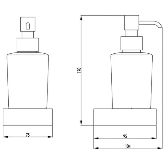 JTP Hix Square Wall Mounted Soap Dispenser 75mm Wide - Brushed Brass PVD - 33167BBR - Envy Bathrooms Ltd