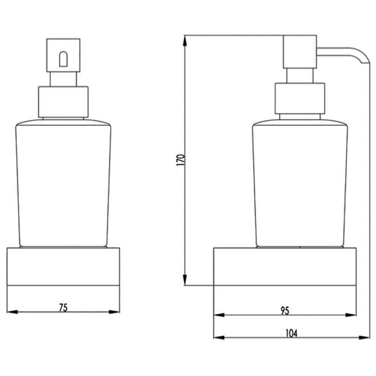 JTP Hix Square Wall Mounted Soap Dispenser 75mm Wide - Matt Black - 38167MB - Envy Bathrooms Ltd