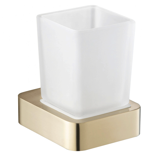 JTP Hix Square Wall Mounted Tumbler Holder 75mm Wide - Brushed Brass PVD - 33141BBR - Envy Bathrooms Ltd