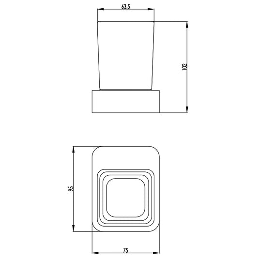 JTP Hix Square Wall Mounted Tumbler Holder 75mm Wide - Brushed Brass PVD - 33141BBR - Envy Bathrooms Ltd