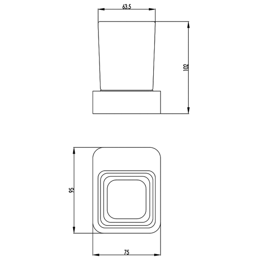 JTP Hix Square Wall Mounted Tumbler Holder 75mm Wide - Brushed Brass PVD - 33141BBR - Envy Bathrooms Ltd