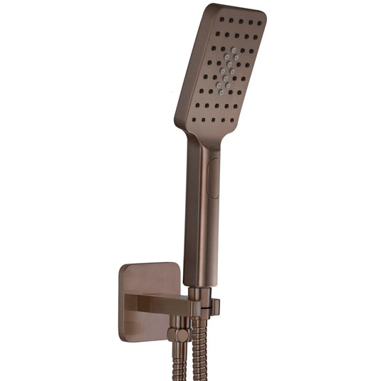 JTP HIX Square Water Outlet With Holder, Hose & Hand Shower - Brushed Bronze - 31SQUARE/WS/BRZ - Envy Bathrooms Ltd