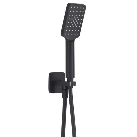JTP HIX Square Water Outlet With Holder, Hose & Hand Shower - Matt Black - 38SQUARE/WS/MB - Envy Bathrooms Ltd