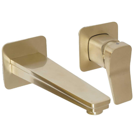 JTP Hix Wall Mounted Basin Mixer Tap - Brushed Brass PVD - Envy Bathrooms Ltd