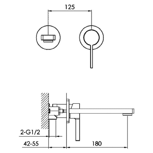 JTP Hugo 2-Hole Wall Mounted Basin Mixer Tap - Chrome - Envy Bathrooms Ltd