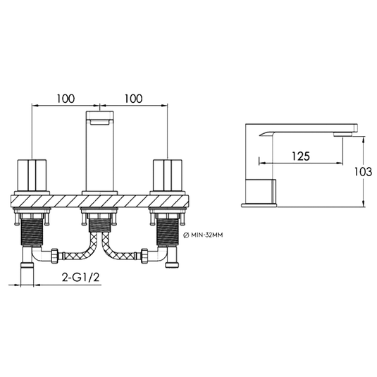 JTP Hugo 3-Hole Deck Mounted Basin Mixer Tap - Chrome - Envy Bathrooms Ltd