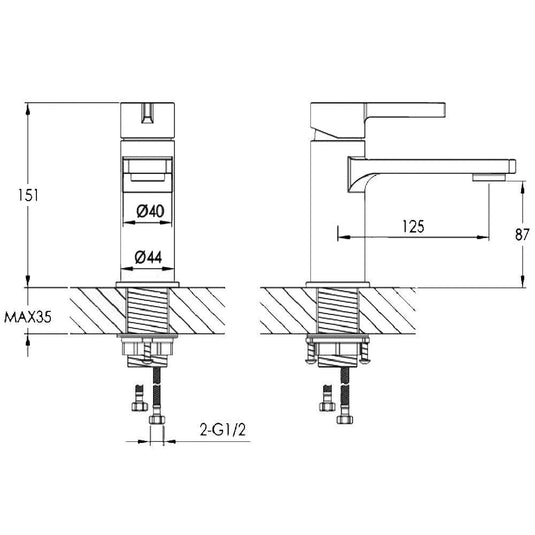 JTP Hugo Basin Mixer Tap Deck Mounted - Chrome - Envy Bathrooms Ltd