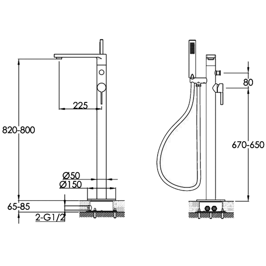 JTP Hugo Freestanding Bath Shower Mixer Tap with Kit - Chrome - Envy Bathrooms Ltd