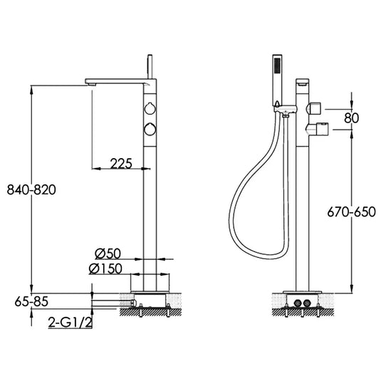 JTP Hugo Freestanding Bath Shower Mixer Tap with Kit - Chrome - Envy Bathrooms Ltd