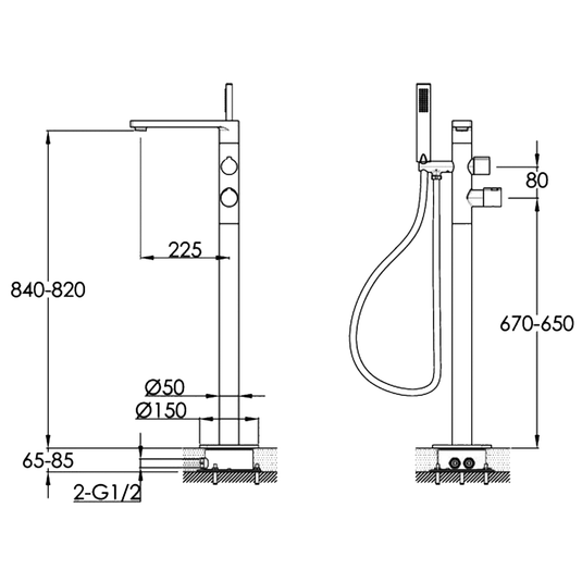 JTP Hugo Freestanding Bath Shower Mixer Tap with Kit - Chrome - Envy Bathrooms Ltd