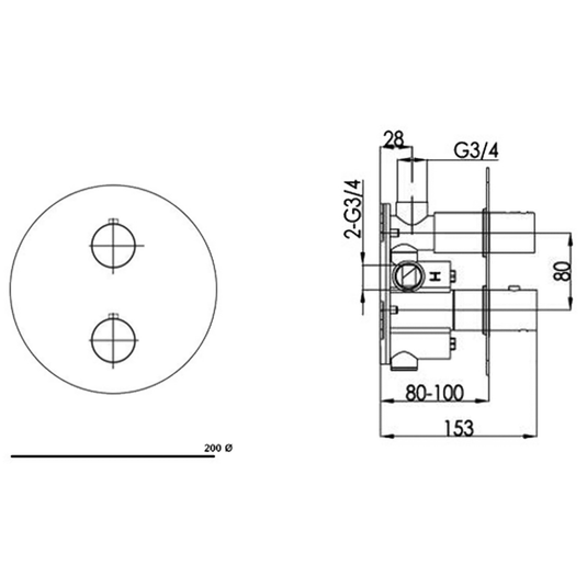 JTP Hugo Thermostatic Concealed 2 Outlets Shower Valve - Chrome - Envy Bathrooms Ltd