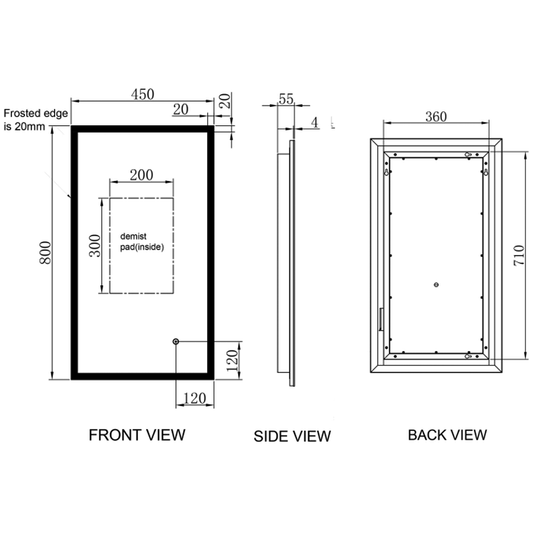 JTP Image Rectangular LED Illuminated Bathroom Mirror 800mm H x 450mm W - Chrome - Envy Bathrooms Ltd