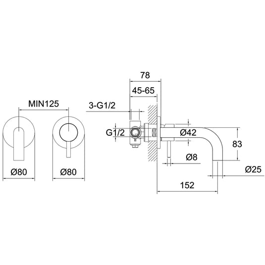 JTP Inox 2-Hole Wall Mounted Basin Mixer Tap - Stainless Steel - Envy Bathrooms Ltd