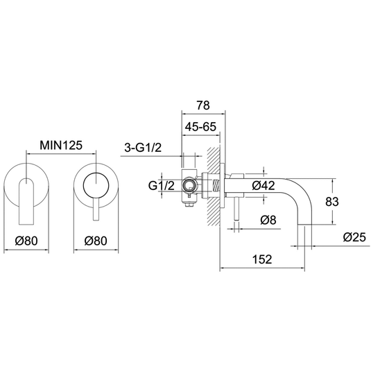 JTP Inox 2-Hole Wall Mounted Basin Mixer Tap - Stainless Steel - Envy Bathrooms Ltd