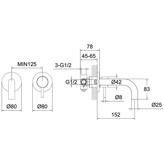 JTP Inox 2-Hole Wall Mounted Basin Mixer Tap - Stainless Steel - Envy Bathrooms Ltd