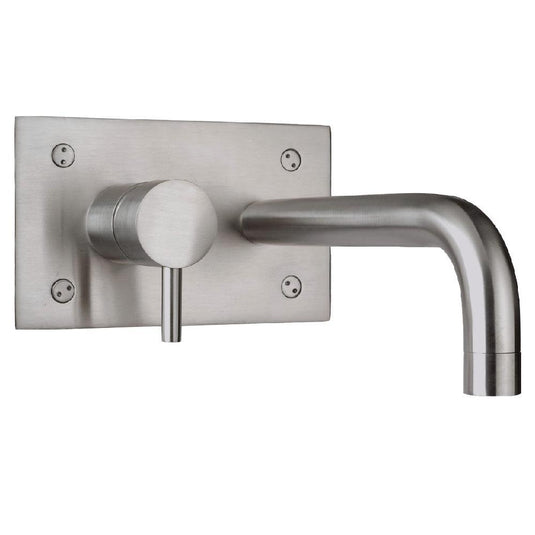 JTP Inox 2-Hole Wall Mounted Basin Mixer Tap with Backplate - Stainless Steel - Envy Bathrooms Ltd