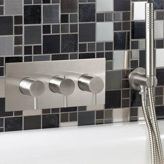 JTP Inox Horizontal Thermostatic Concealed 2 Outlets Shower Valve - Stainless Steel - Envy Bathrooms Ltd