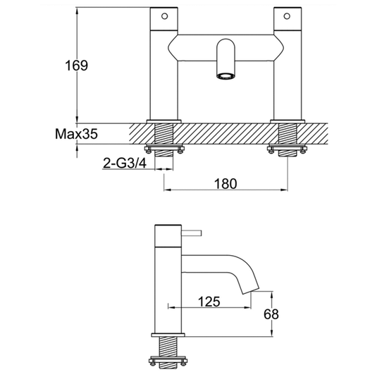 JTP Inox Pillar Mounted Bath Filler Tap - Stainless Steel - Envy Bathrooms Ltd