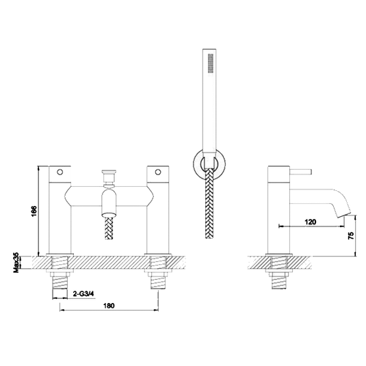 JTP Inox Pillar Mounted Bath Shower Mixer Tap with Kit - Stainless Steel - Envy Bathrooms Ltd