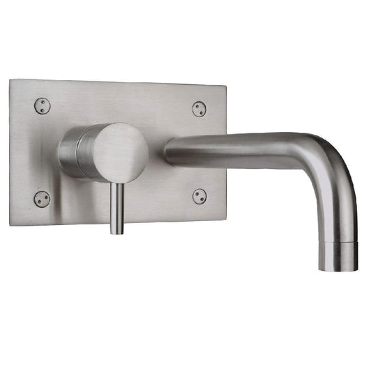 JTP Inox Single Lever Wall Mounted Basin Mixer Tap - 225mm Spout - Stainless Steel - Envy Bathrooms Ltd