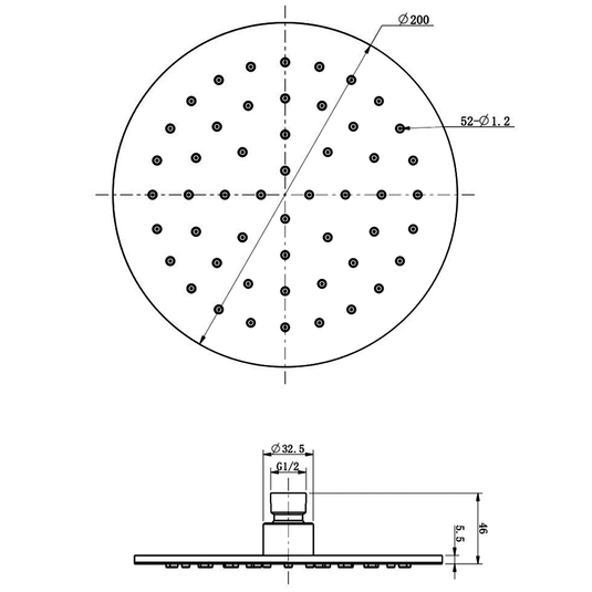 JTP Inox Slim Round Fixed Shower Head 200mm Diameter - Stainless Steel - Envy Bathrooms Ltd