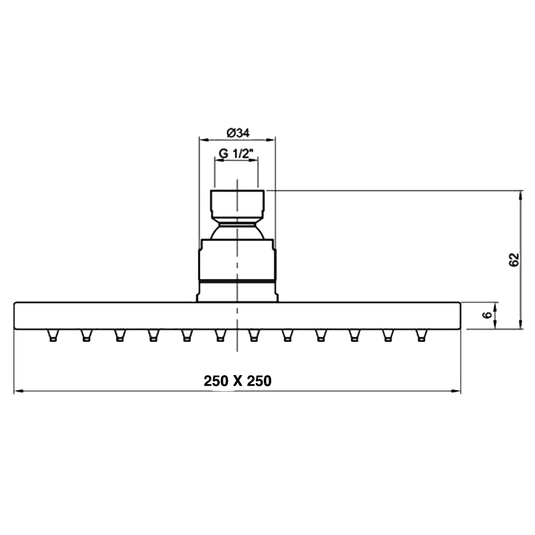 JTP Inox Square Fixed Shower Head 250mm x 250mm - Stainless Steel - Envy Bathrooms Ltd