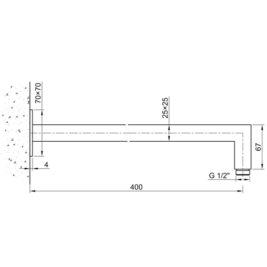 JTP Inox Square Wall Mounted Shower Arm - 400mm Length - Envy Bathrooms Ltd