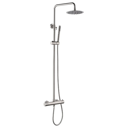 JTP Inox Thermostatic Bar Valve With 2 Outlets, Adjustable Riser & Shower Kit - Stainless Steel - IX52819 - Envy Bathrooms Ltd