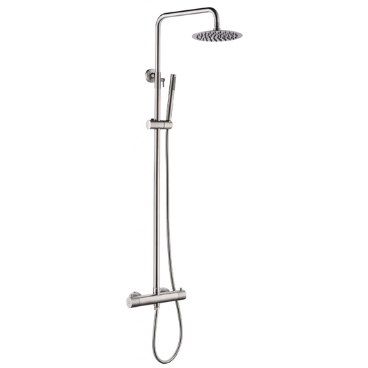 JTP Inox Thermostatic Bar Valve With 2 Outlets, Adjustable Riser & Shower Kit - Stainless Steel - IX52819 - Envy Bathrooms Ltd