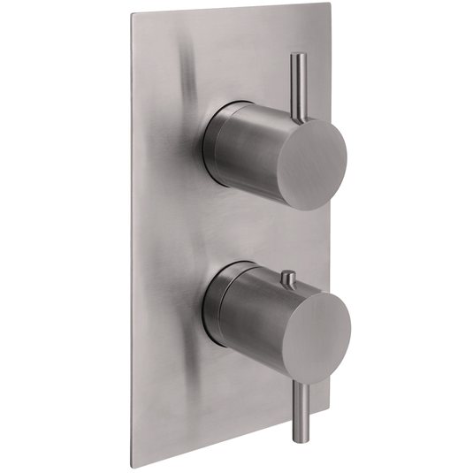 JTP Inox Thermostatic Concealed 2 Outlets Shower Valve Dual Handle - Stainless Steel - Envy Bathrooms Ltd