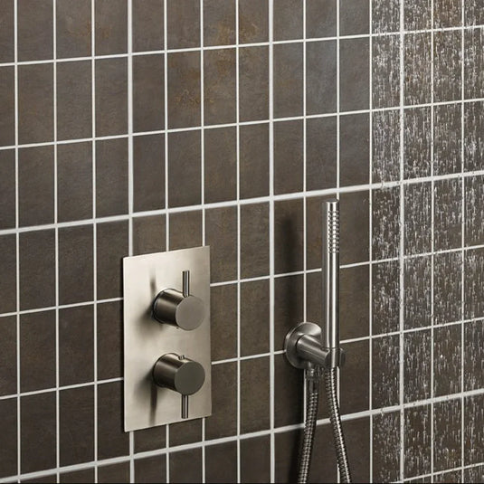 JTP Inox Thermostatic Concealed 2 Outlets Shower Valve Dual Handle - Stainless Steel - Envy Bathrooms Ltd