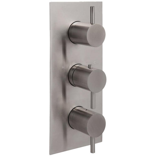 JTP Inox Thermostatic Concealed 3 Outlets Shower Valve Triple Handle - Stainless Steel - Envy Bathrooms Ltd
