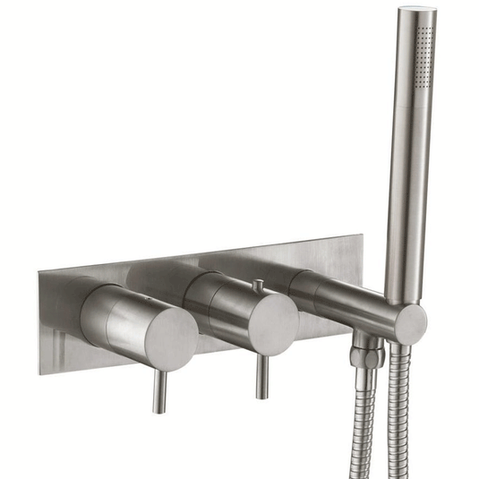 JTP Inox Wall Mounted Bath Shower Mixer with Hose Attachment - Stainless Steel - Envy Bathrooms Ltd