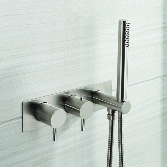 JTP Inox Wall Mounted Bath Shower Mixer with Hose Attachment - Stainless Steel - Envy Bathrooms Ltd