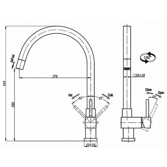 JTP Kubix Mono Kitchen Sink Mixer Tap Pull Out Spout - Chrome - Envy Bathrooms Ltd