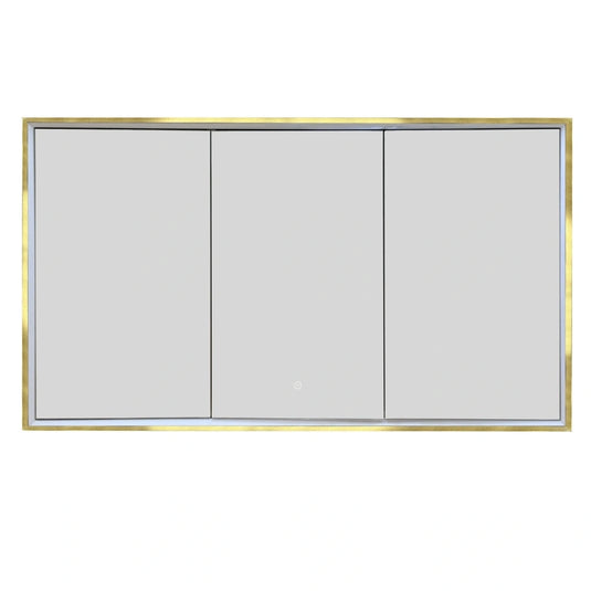 JTP Luca Brushed Brass Recessed 3-Door Mirror Bathroom Cabinet | LU1200 + LUTRIM1200BBR - Envy Bathrooms Ltd