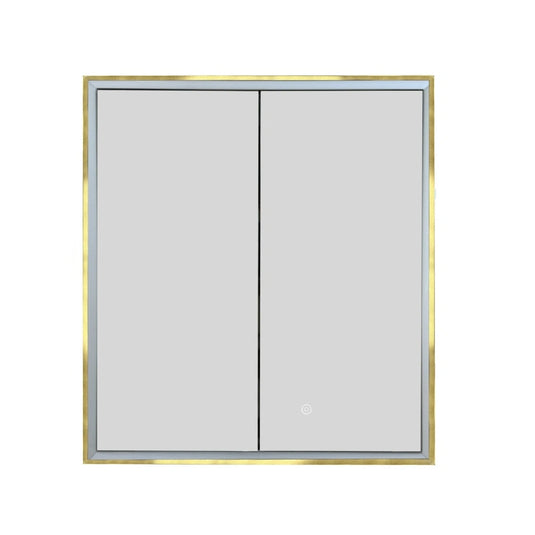 JTP Luca Brushed Brass Recessed Double Mirror Bathroom Cabinet | LU600 + LUTRIM600BBR - Envy Bathrooms Ltd