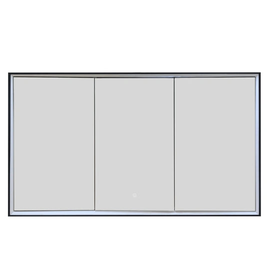 JTP Luca Recessed 3-Door Mirror Bathroom Cabinet 1200mm Matt Black | LU1200 + LUTRIM1200MB - Envy Bathrooms Ltd